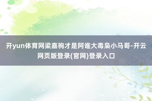 开yun体育网梁嘉驹才是阿谁大毒枭小马哥-开云网页版登录(官网)登录入口