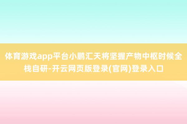 体育游戏app平台小鹏汇天将坚握产物中枢时候全栈自研-开云网页版登录(官网)登录入口