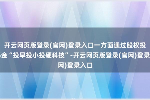 开云网页版登录(官网)登录入口一方面通过股权投资基金“投早投小投硬科技”-开云网页版登录(官网)登录入口